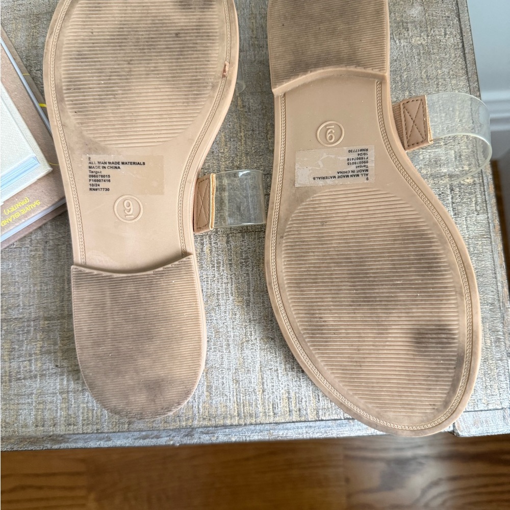 a new day Nude Tan Slide Sandals with Clear Straps and Gold Accent - Picture 4 of 4